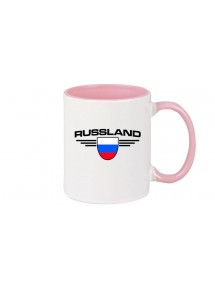 Kaffeepott Russland, Wappen, Land, Länder, rosa