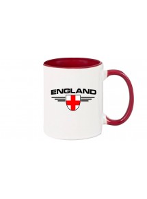 Kaffeepott England, Wappen, Land, Länder, burgundy