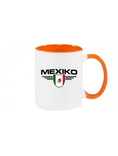 Kaffeepott Mexiko, Wappen, Land, Länder, orange