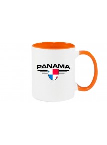 Kaffeepott Panama, Wappen, Land, Länder, orange