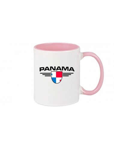 Kaffeepott Panama, Wappen, Land, Länder, rosa