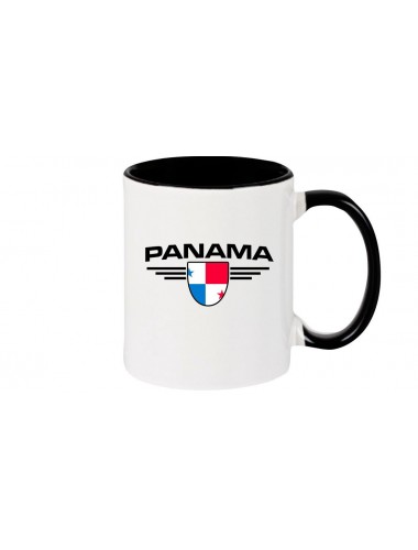 Kaffeepott Panama, Wappen, Land, Länder, schwarz