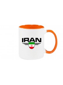 Kaffeepott Iran, Wappen, Land, Länder, orange