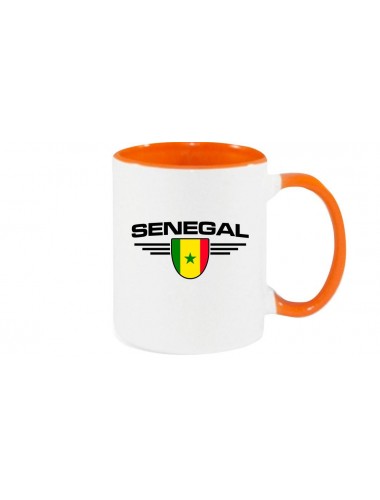 Kaffeepott Senegal, Wappen, Land, Länder, orange
