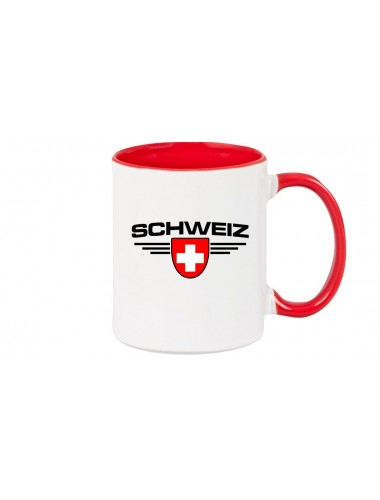 Kaffeepott Schweiz, Wappen, Land, Länder, rot