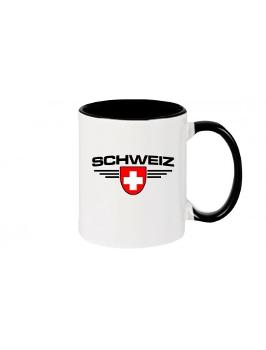 Kaffeepott Schweiz, Wappen, Land, Länder, schwarz
