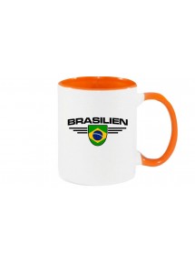 Kaffeepott Brasilien, Wappen, Land, Länder, orange