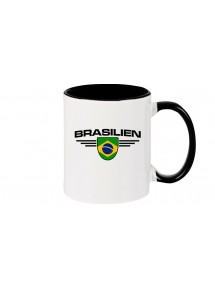 Kaffeepott Brasilien, Wappen, Land, Länder, schwarz