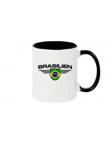 Kaffeepott Brasilien, Wappen, Land, Länder, schwarz