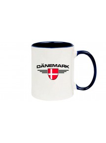 Kaffeepott Dänemark, Wappen, Land, Länder, blau