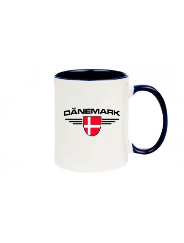 Kaffeepott Dänemark, Wappen, Land, Länder, blau