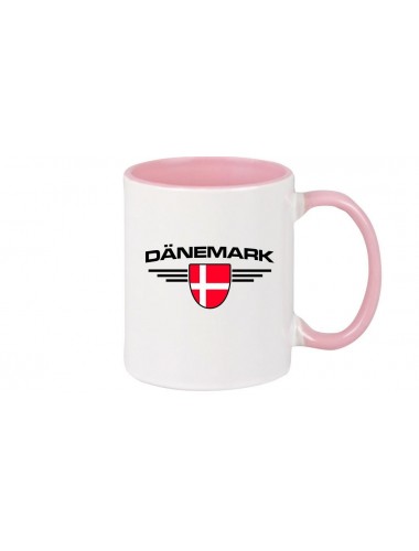Kaffeepott Dänemark, Wappen, Land, Länder, rosa