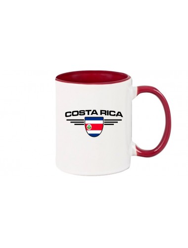 Kaffeepott Costa Rica, Wappen, Land, Länder, burgundy
