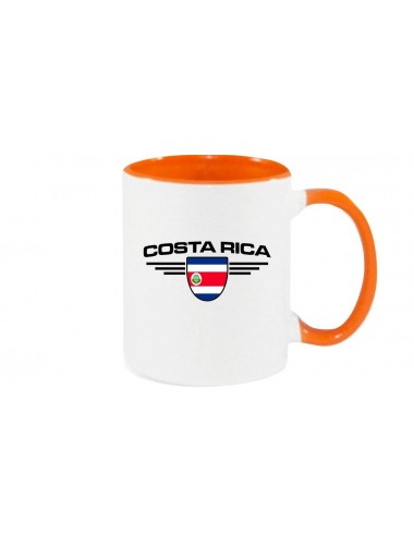Kaffeepott Costa Rica, Wappen, Land, Länder, orange