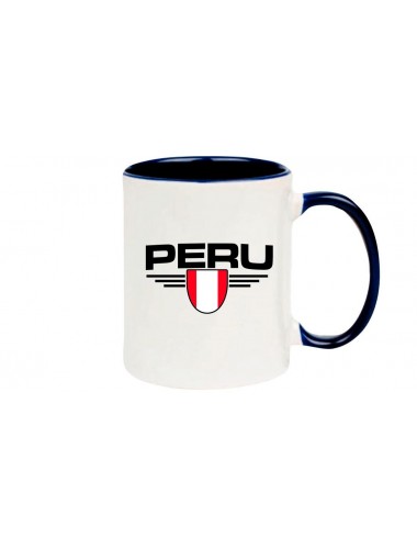 Kaffeepott Peru, Wappen, Land, Länder, blau