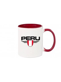 Kaffeepott Peru, Wappen, Land, Länder, burgundy