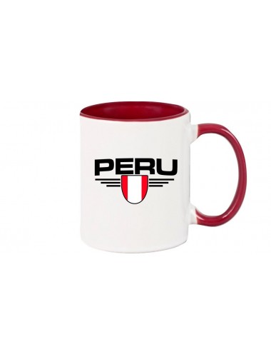 Kaffeepott Peru, Wappen, Land, Länder, burgundy