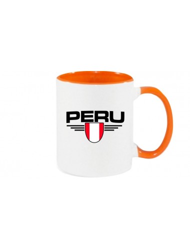 Kaffeepott Peru, Wappen, Land, Länder, orange