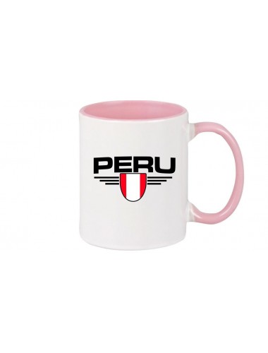 Kaffeepott Peru, Wappen, Land, Länder, rosa