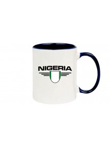 Kaffeepott Nigeria, Wappen, Land, Länder, blau