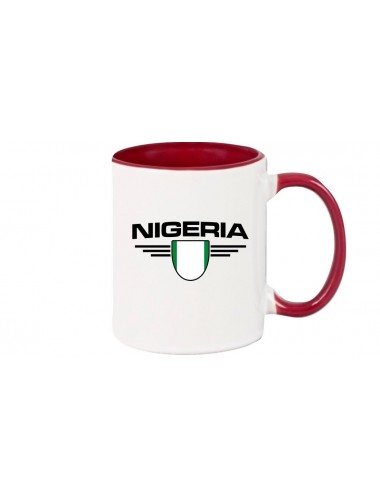 Kaffeepott Nigeria, Wappen, Land, Länder, burgundy