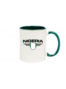 Kaffeepott Nigeria, Wappen, Land, Länder, gruen