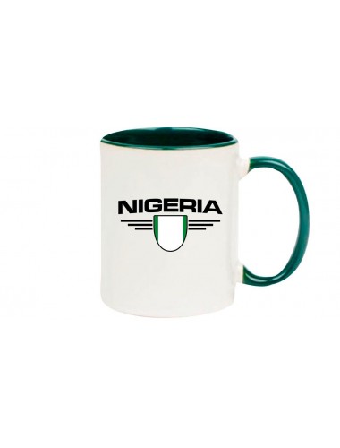 Kaffeepott Nigeria, Wappen, Land, Länder, gruen