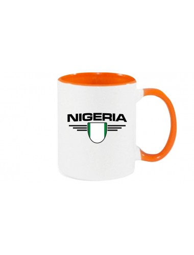 Kaffeepott Nigeria, Wappen, Land, Länder, orange