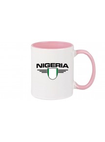 Kaffeepott Nigeria, Wappen, Land, Länder, rosa