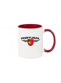 Kaffeepott Portugal, Wappen, Land, Länder, burgundy