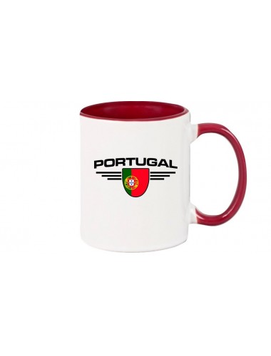 Kaffeepott Portugal, Wappen, Land, Länder, burgundy