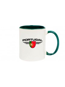 Kaffeepott Portugal, Wappen, Land, Länder, gruen