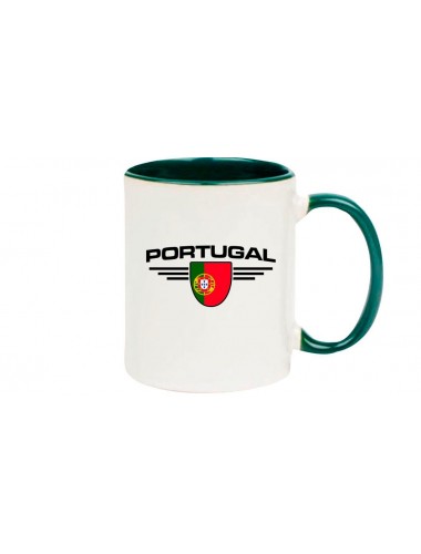 Kaffeepott Portugal, Wappen, Land, Länder, gruen