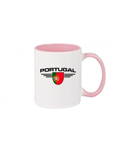 Kaffeepott Portugal, Wappen, Land, Länder, rosa
