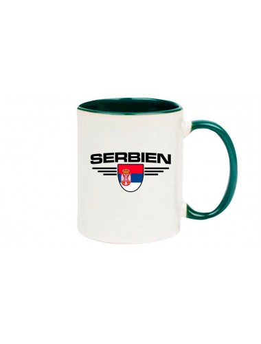Kaffeepott Serbien, Wappen, Land, Länder, gruen
