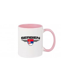 Kaffeepott Serbien, Wappen, Land, Länder, rosa