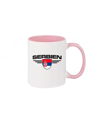 Kaffeepott Serbien, Wappen, Land, Länder, rosa