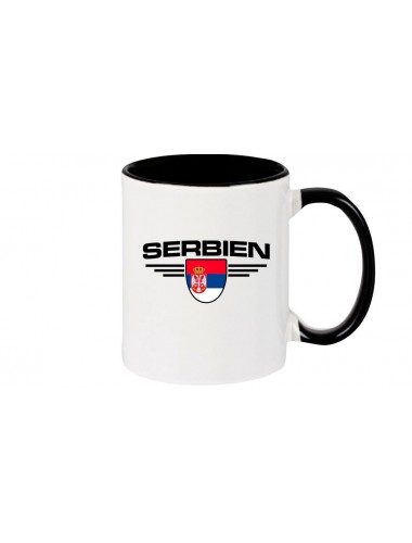 Kaffeepott Serbien, Wappen, Land, Länder, schwarz