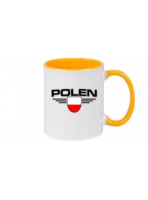 Kaffeepott Polen, Wappen, Land, Länder, gelb