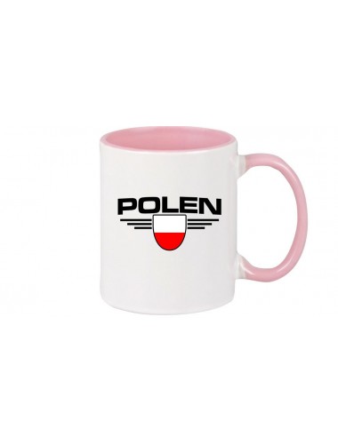Kaffeepott Polen, Wappen, Land, Länder, rosa