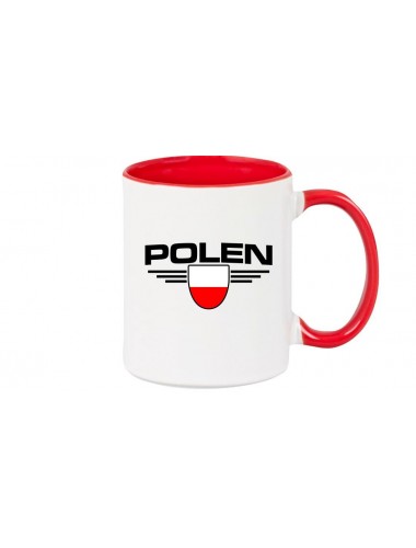 Kaffeepott Polen, Wappen, Land, Länder, rot
