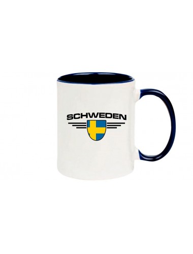 Kaffeepott Schweden, Wappen, Land, Länder, blau