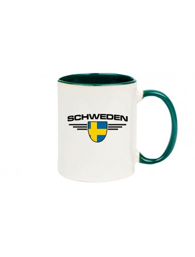 Kaffeepott Schweden, Wappen, Land, Länder, gruen