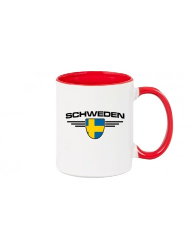 Kaffeepott Schweden, Wappen, Land, Länder, rot