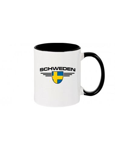 Kaffeepott Schweden, Wappen, Land, Länder, schwarz