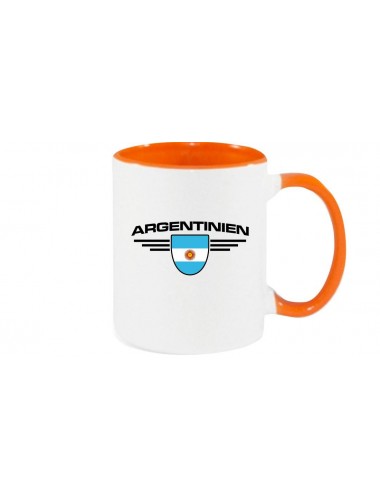 Kaffeepott Argentinien, Wappen, Land, Länder, orange