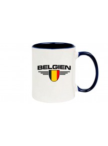 Kaffeepott Belgien, Wappen, Land, Länder, blau