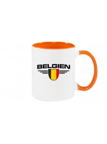 Kaffeepott Belgien, Wappen, Land, Länder, orange