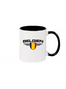 Kaffeepott Belgien, Wappen, Land, Länder, schwarz