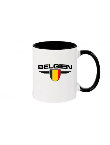 Kaffeepott Belgien, Wappen, Land, Länder, schwarz